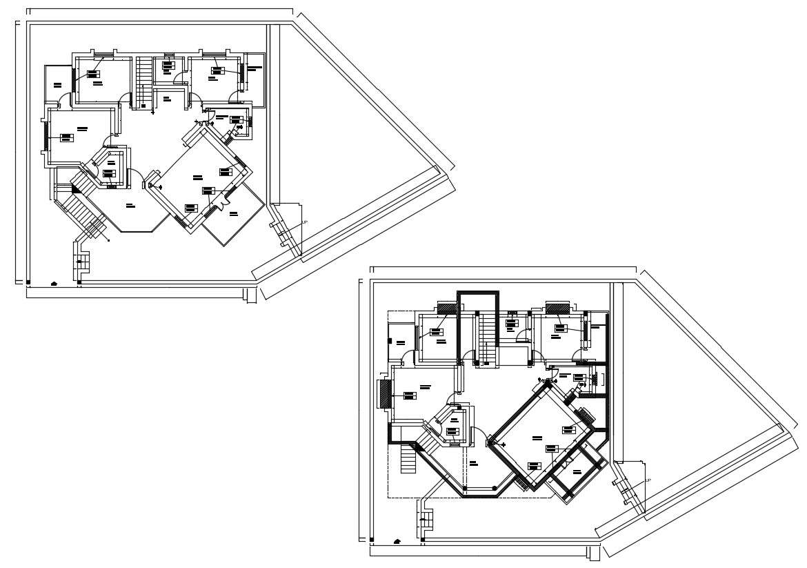 Modern Bungalow Floor Plan In DWG File