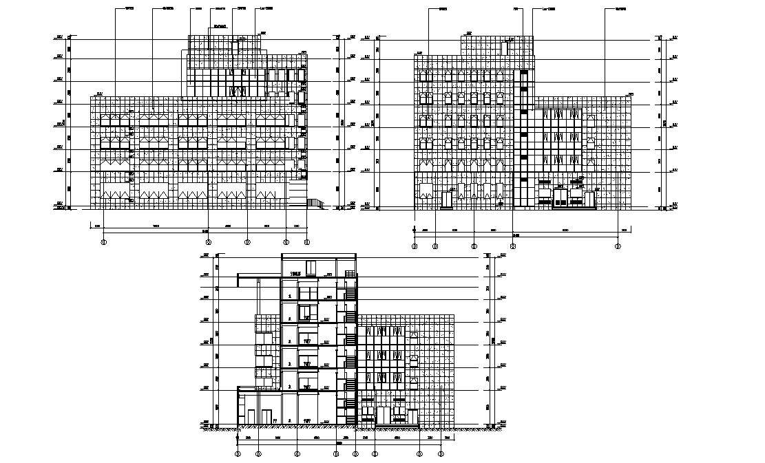 Modern Commercial Complex  Elevation Designs AutoCAD File 