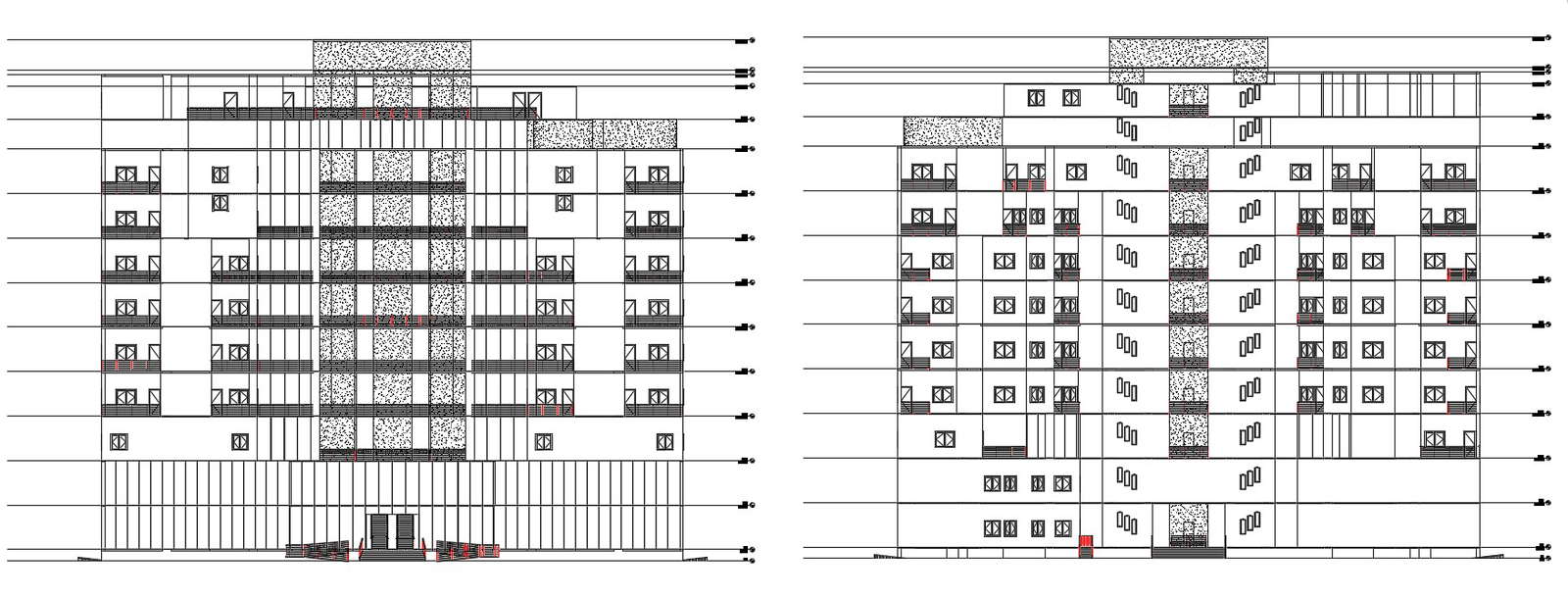 Modern House Elevation CAD Drawing