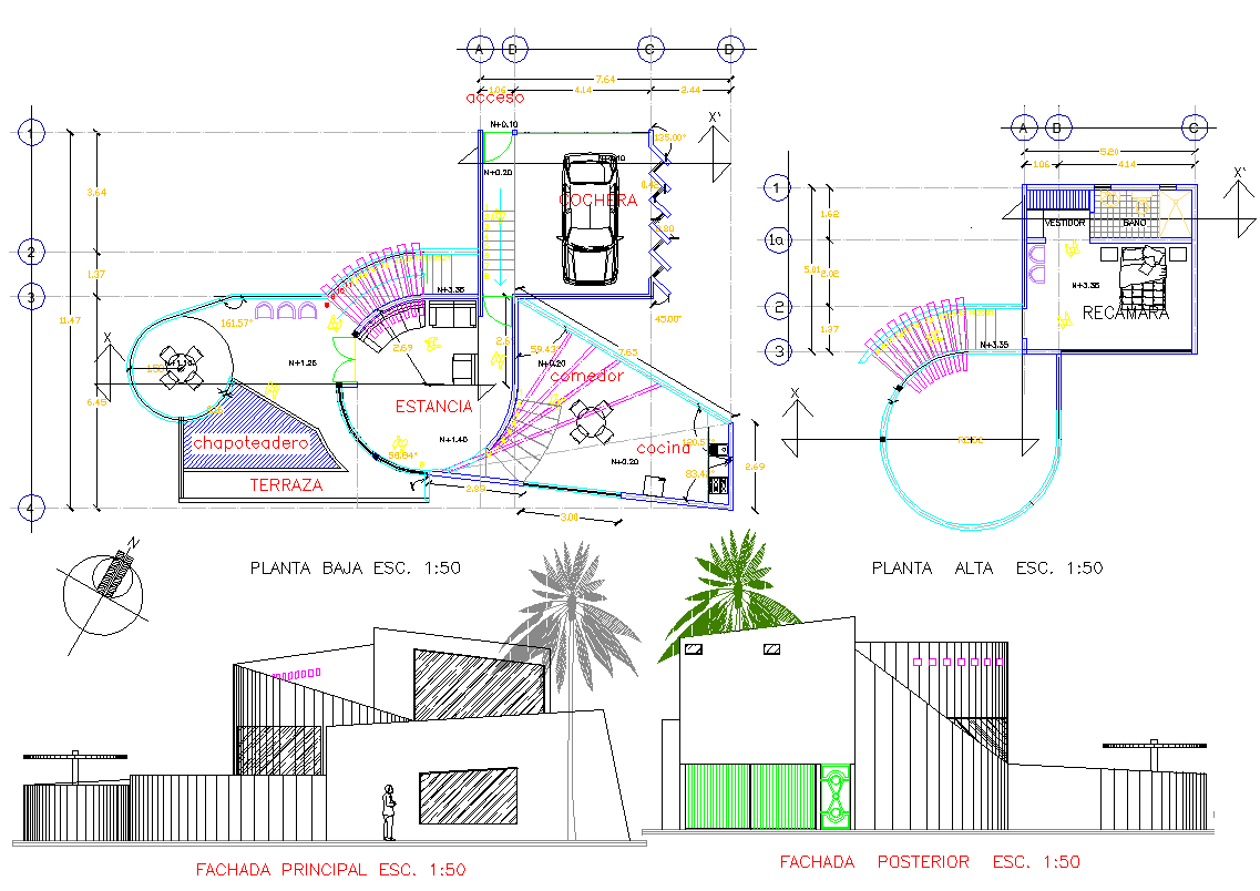 Modern House plan dwg file