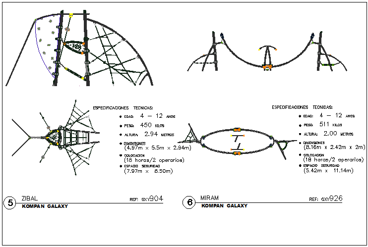 Modern equipment for infantile park dwg file