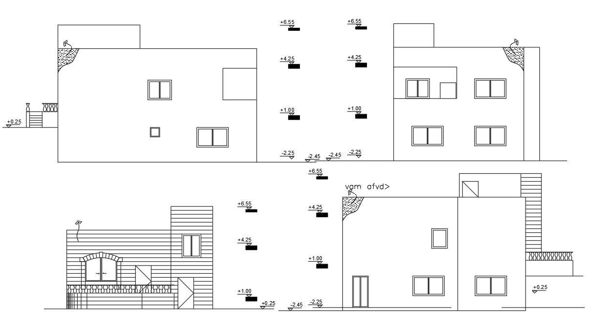 Modern House Elevation Design CAD Drawing
