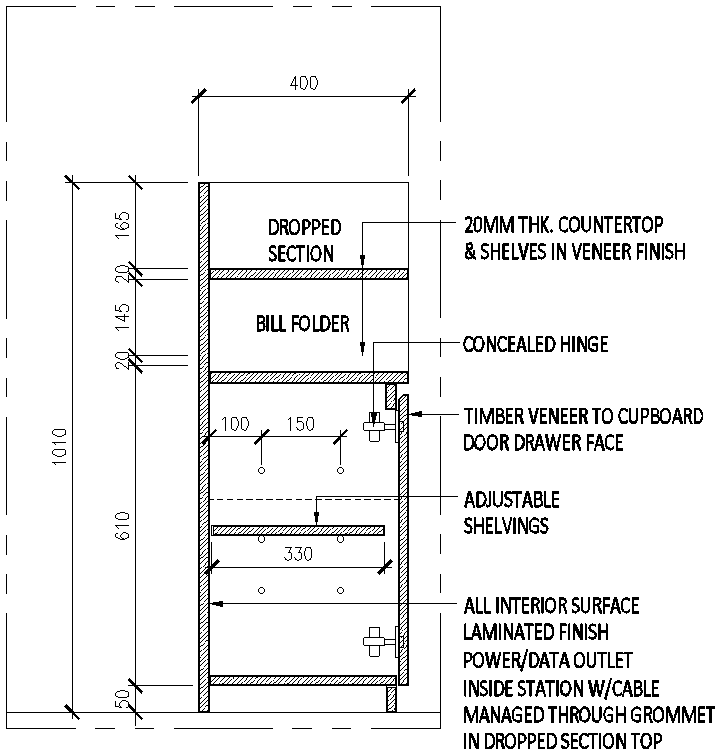 Morden kitchen cabinet section detail DWG AutoCAD drawing