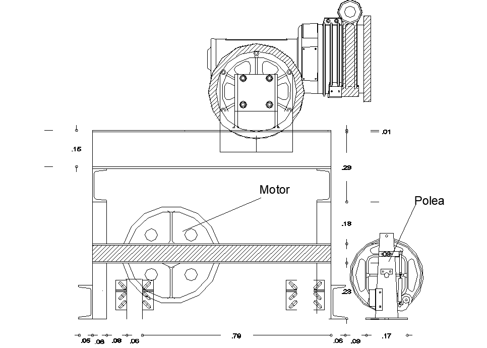 Motor plan and section detail dwg file