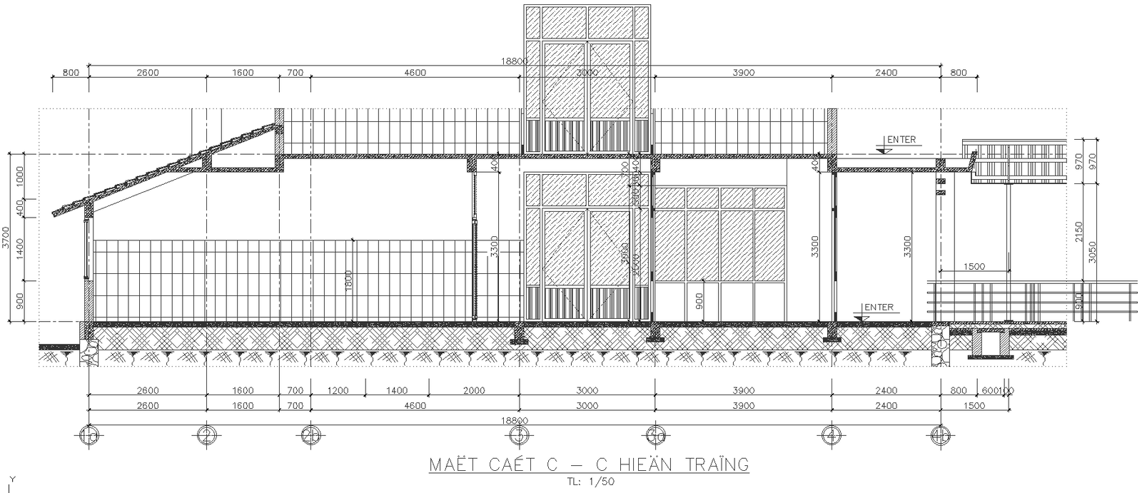 Mountain resort section details with terrace and ground floor detail dwg autocad drawing .
