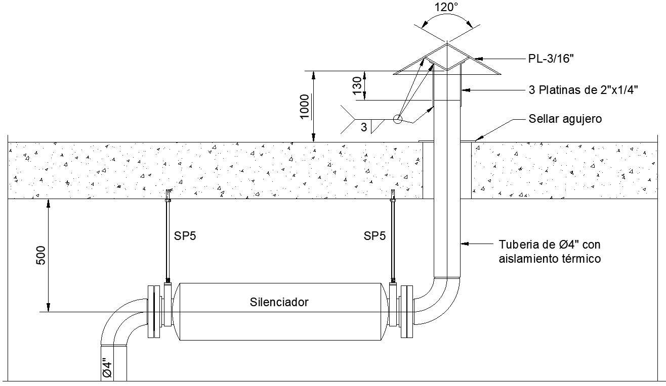 Muffler and tubes details in AutoCAD, dwg file.