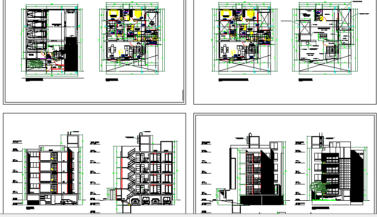 Multi-flooring and multi family housing apartment architecture project dwg file