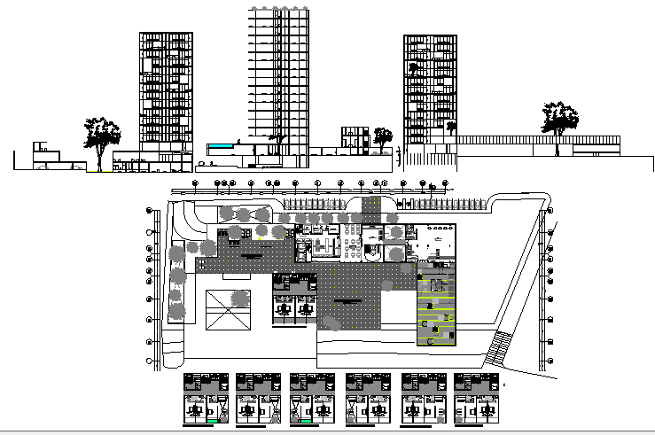 Multi-flooring five star hotel architecture full project details dwg file