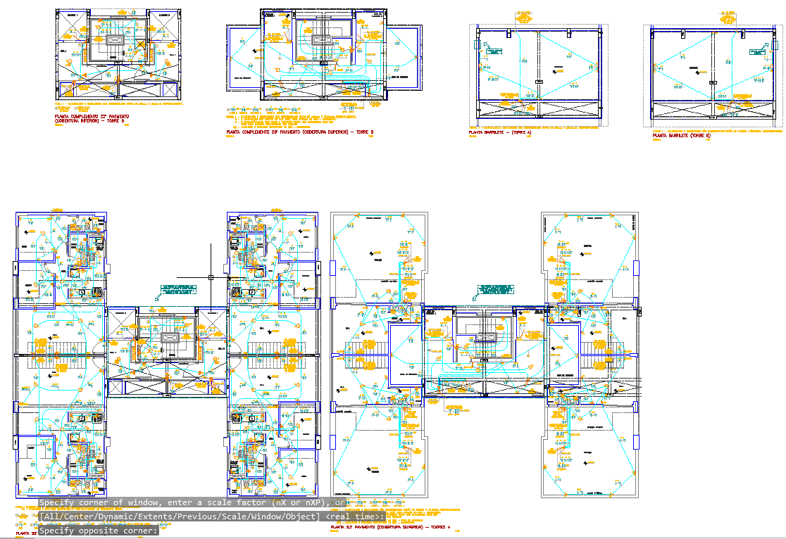 Multi-Tower Apartment Floor Plan DWG Drawing with Lift Details
