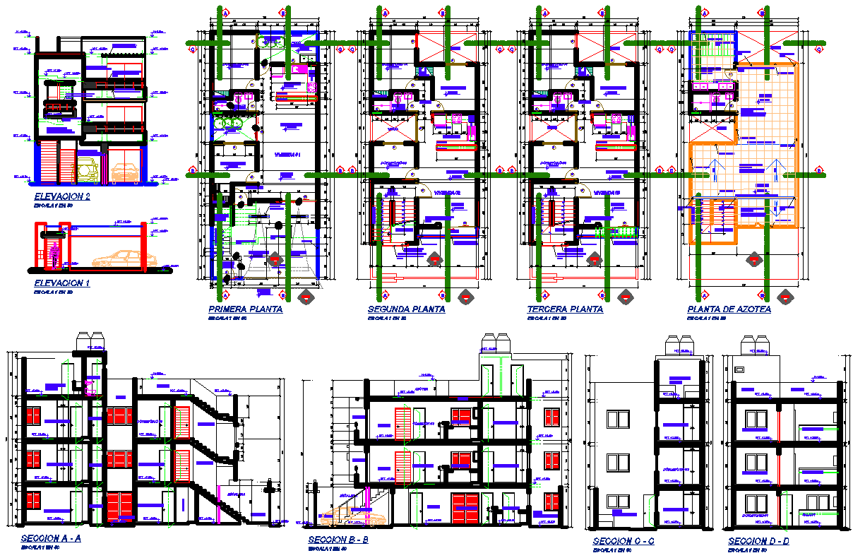 Multifamily Residence Layout plan dwg file 