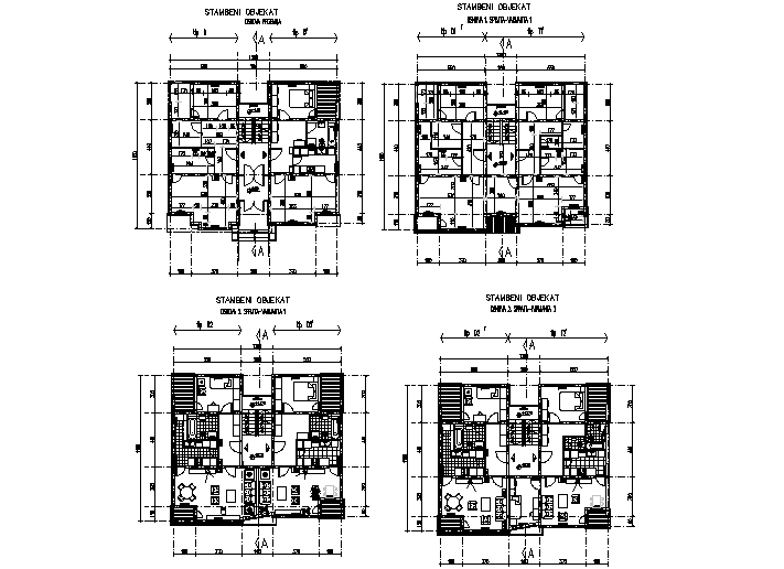 Multifamily layout plan detail dwg file