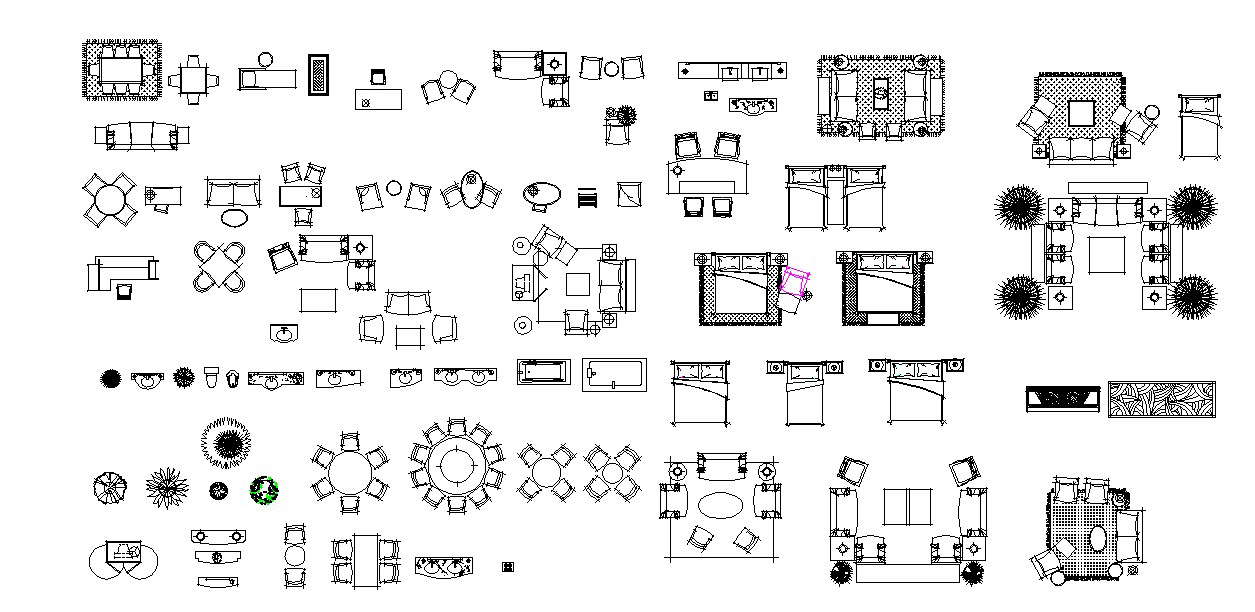 Multiple blocks of furniture in dwg file 