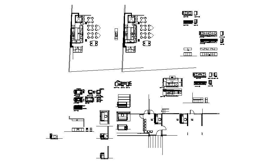 Multiple hotel furniture blocks details dwg file