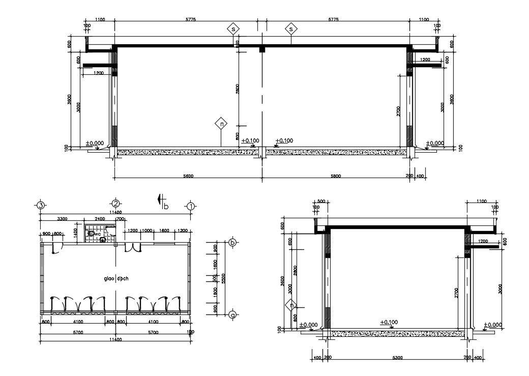 Multipurpose Hall Plan DWG File