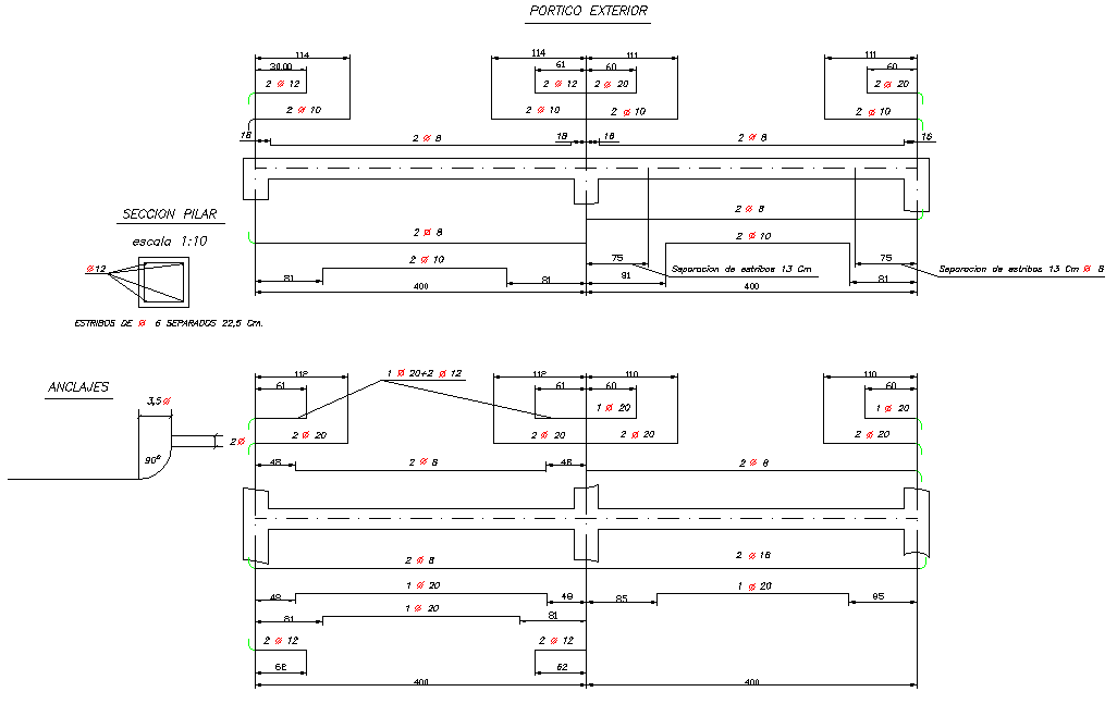 Nave with bridge crane plan detail dwg file