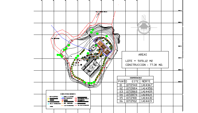North direction Site plan detail dwg file