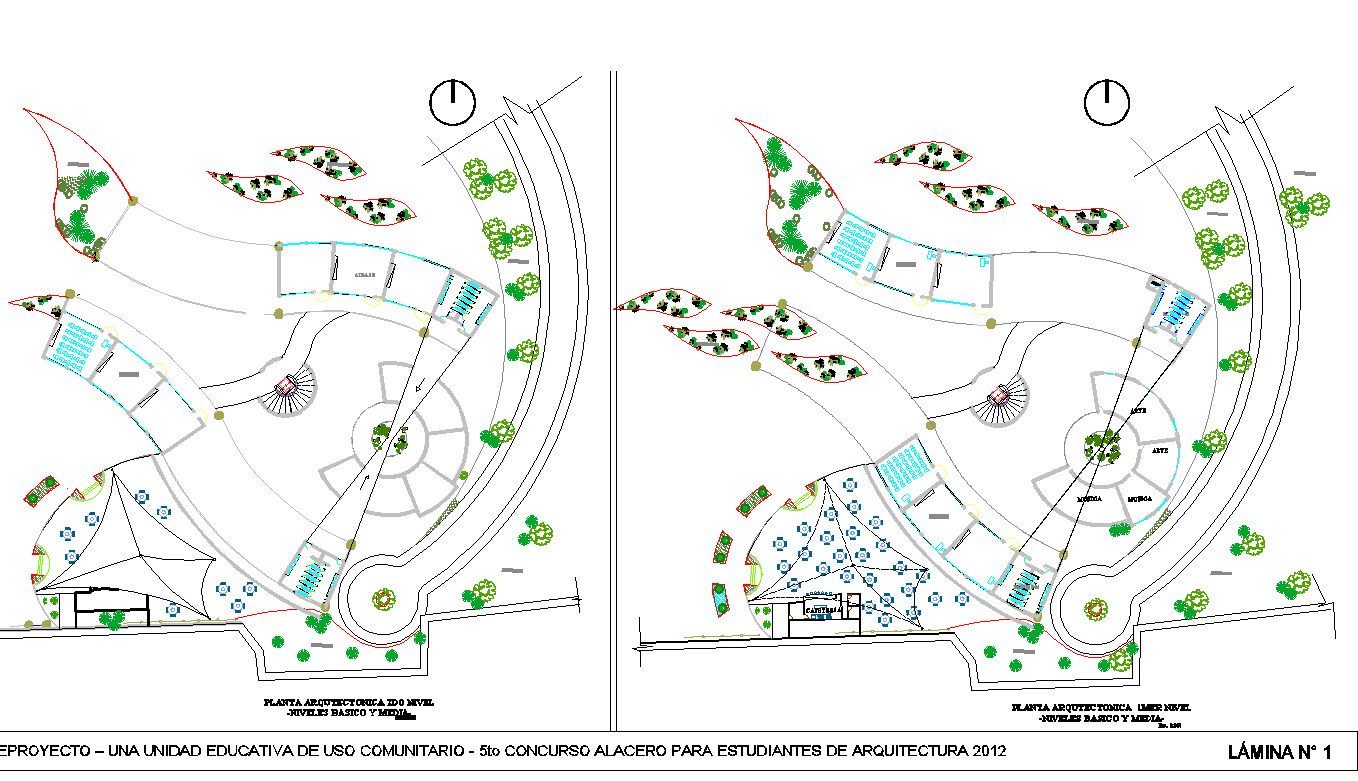 North direction plan layout detail dwg file