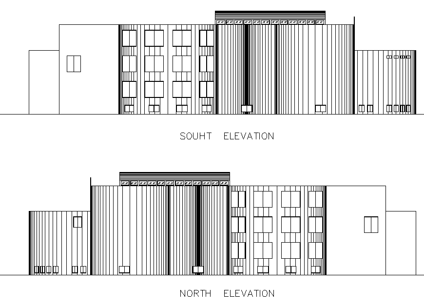 North elevation and south elevation plan detail dwg file