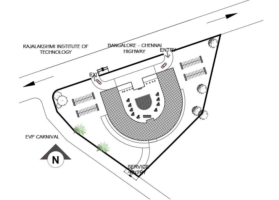 North Facing Hotel Site Plan CAD Drawing