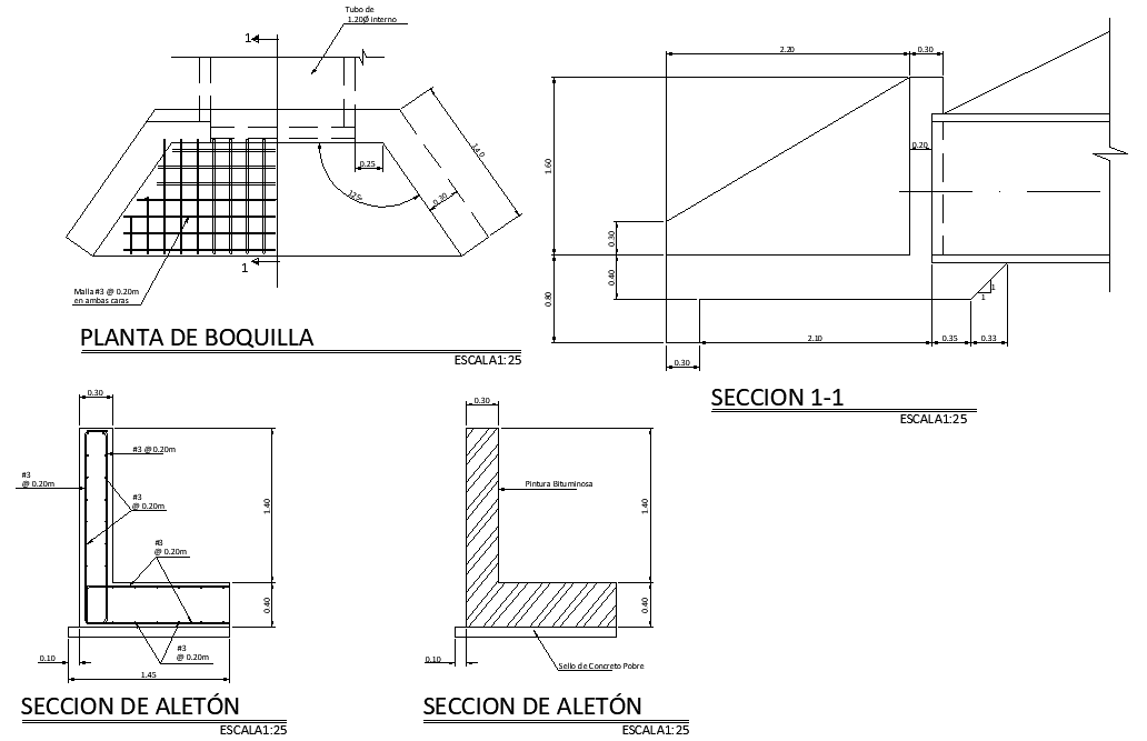 Nozzle plant plan and section detail dwg file