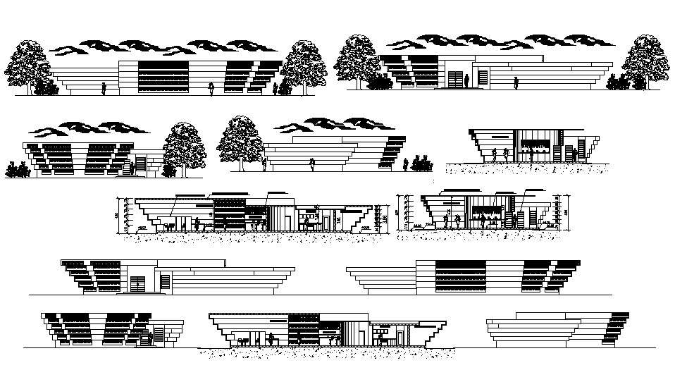 Office Building Elevation And Section Plan