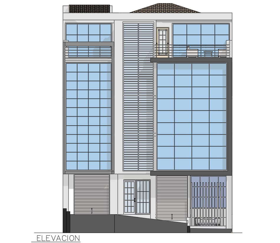 Office Building Elevation Design DWG File