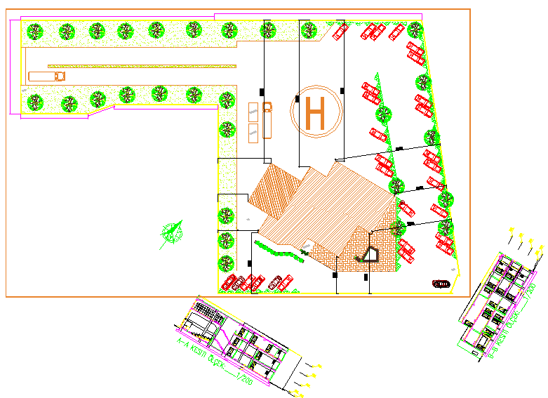 Office and seminary center dwg file