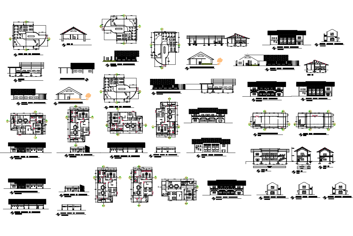 Office building elevation, section, plan and auto-cad details dwg file