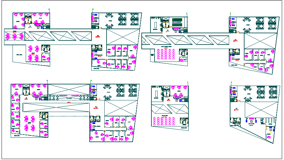 Office building floor plan detail and structure detail view dwg file