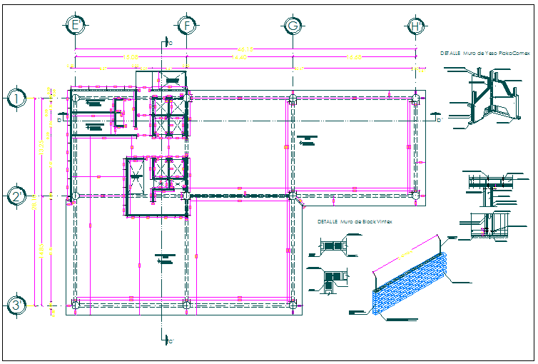 Office building floor plan detail and structure detail view dwg file