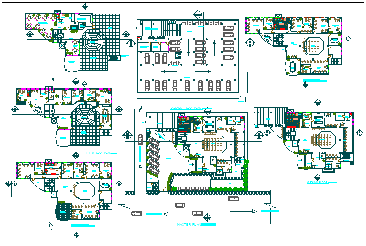 Office building floor plan detail view dwg file