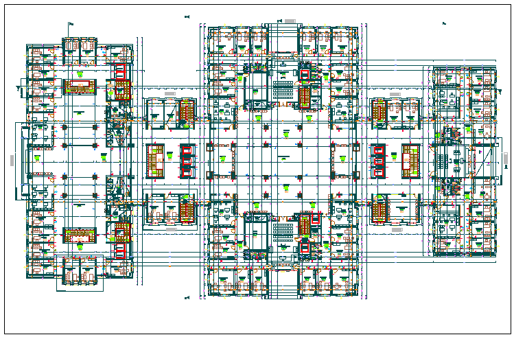 Office building floor plan detail view dwg file