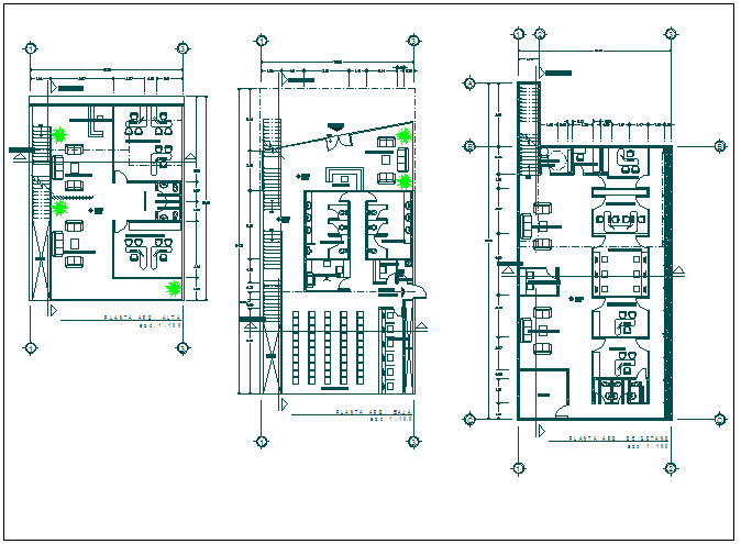 Office building floor plan detail view dwg file