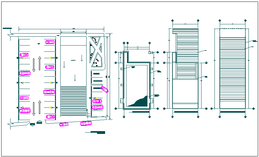 Office building ground floor detail view dwg file