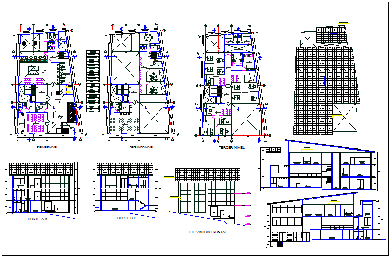 Office building plan detail dwg file