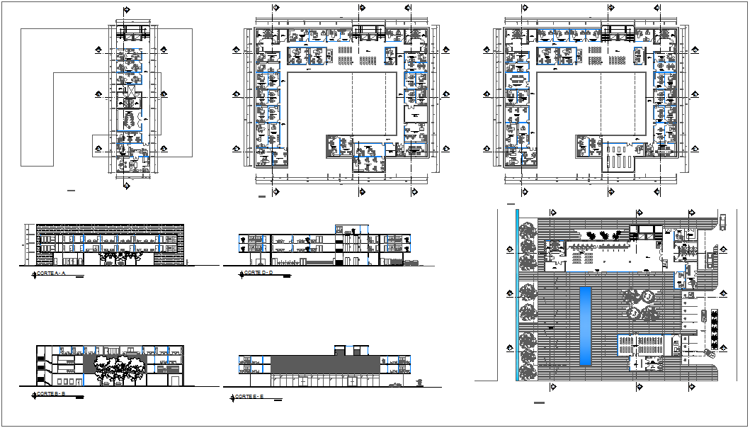 Office building plan detail dwg file