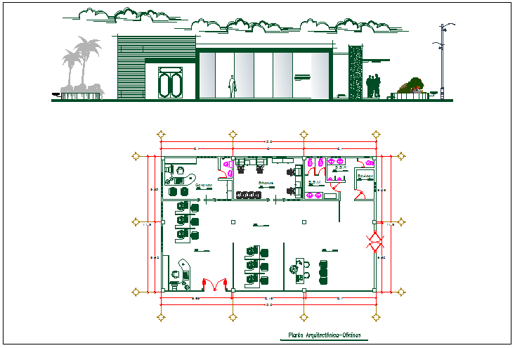 Office building plan detail dwg file