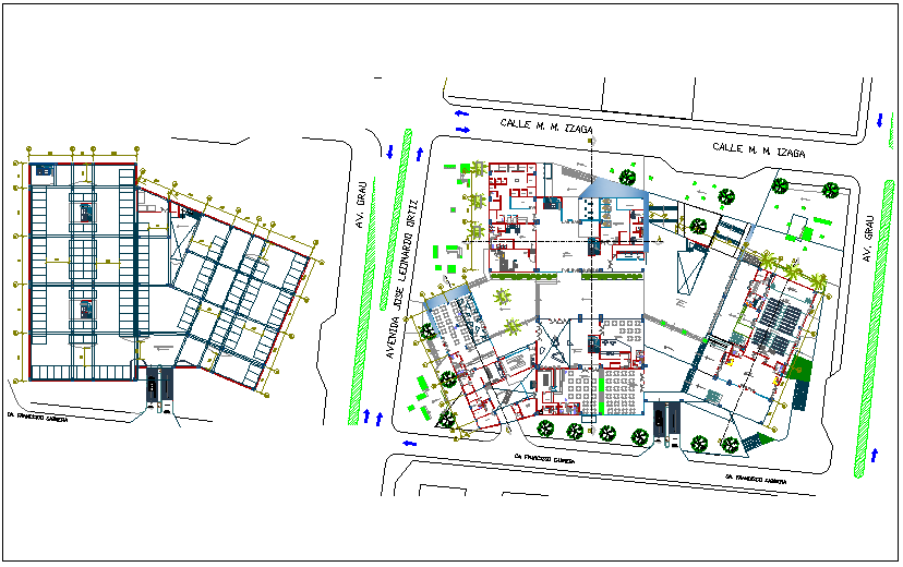 Office building plan detail view dwg file