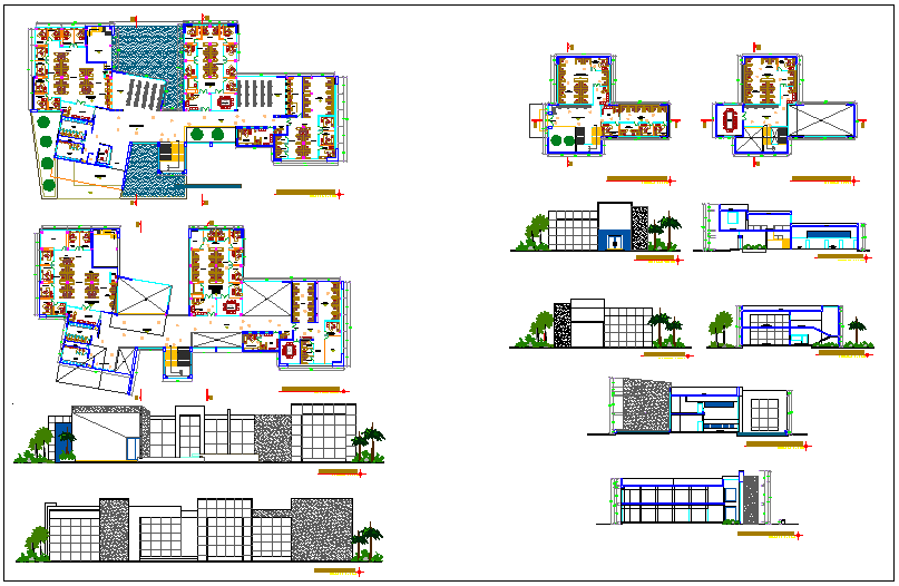 Office building plan detail view dwg file
