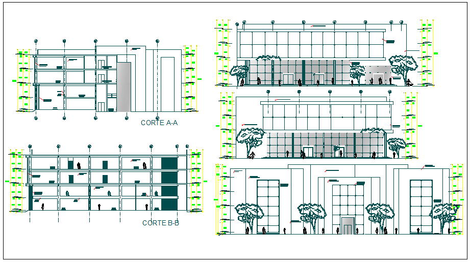 Office building plan detail view dwg file