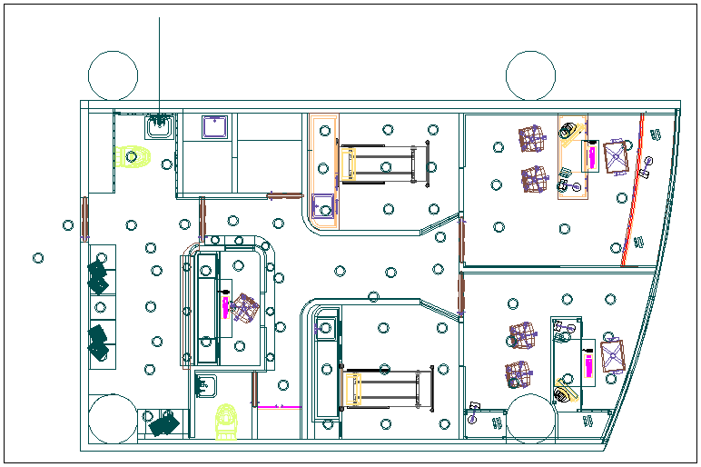 Office building plan detail view dwg file