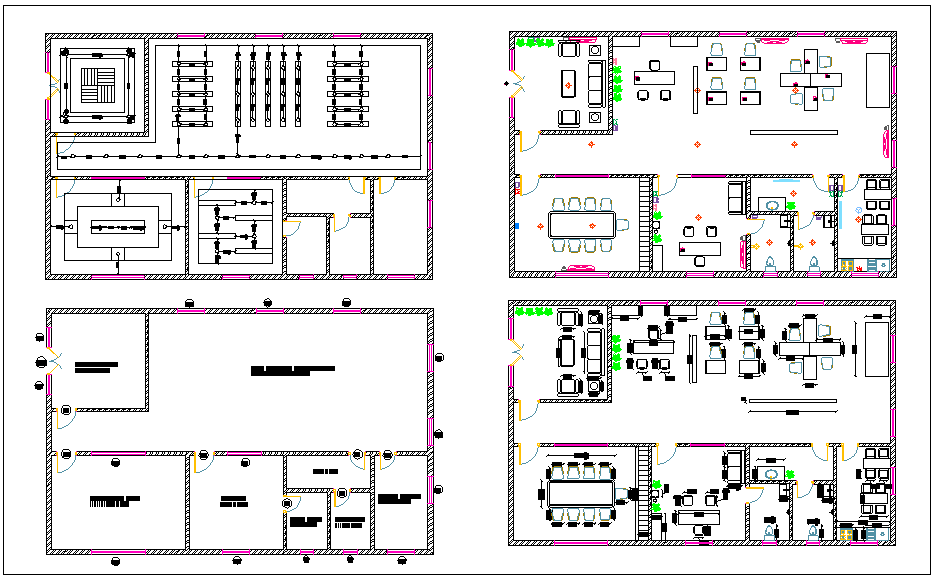 Office building plan view detail dwg file