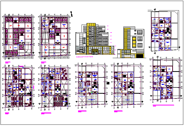 Office building plan view detail dwg file