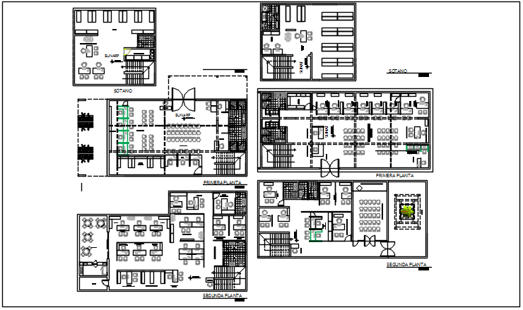 Office center line plan detail dwg file