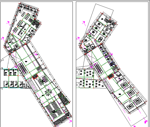 Office complex building floor plan layout details dwg file