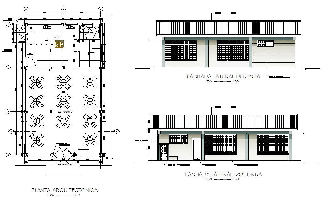Office plan and elevation detail dwg file