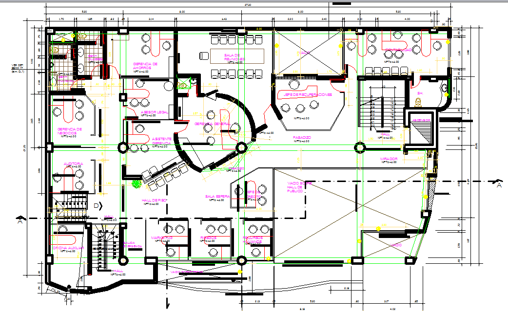 Office plan and elevation layout detail dwg file