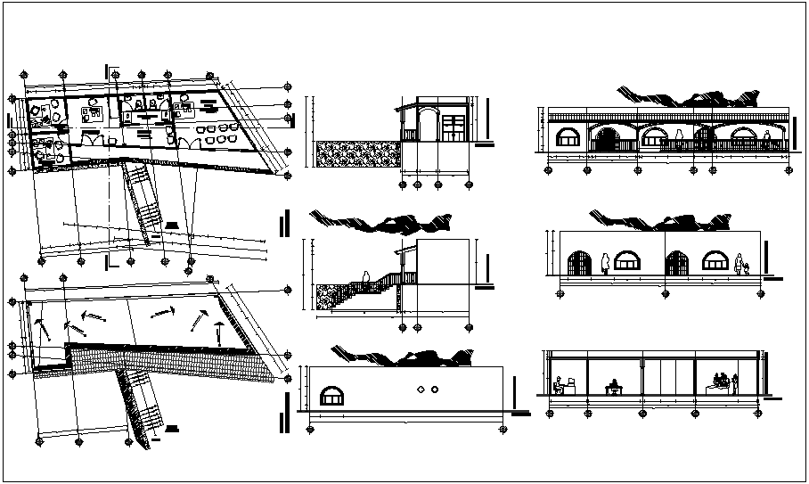 Office plan and elevation view dwg file