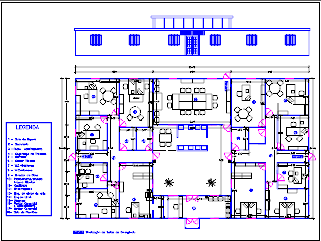 Office plan view details dwg file