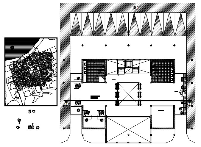 Office plan with detail dimension in dwg file 